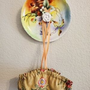 Floral Print Satchel with Ribbon Accent